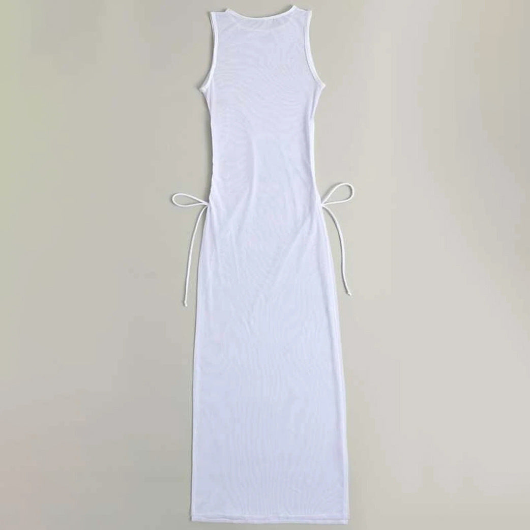 Damen Maxikleid mit verstellbaren Bindebändern Drune