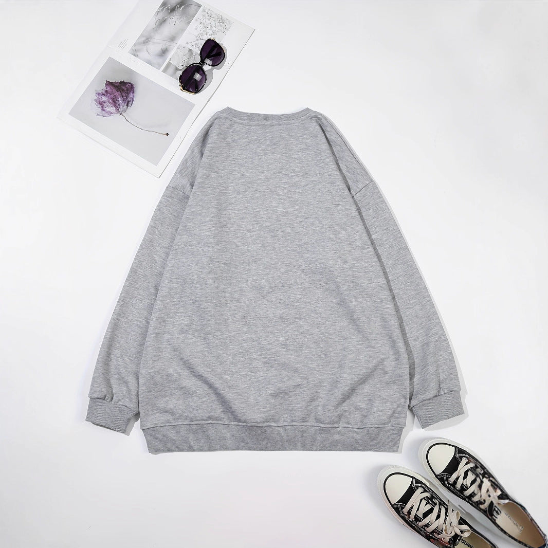 Damen Sweatshirt mit kreativem botanischem Aufdruck Drune