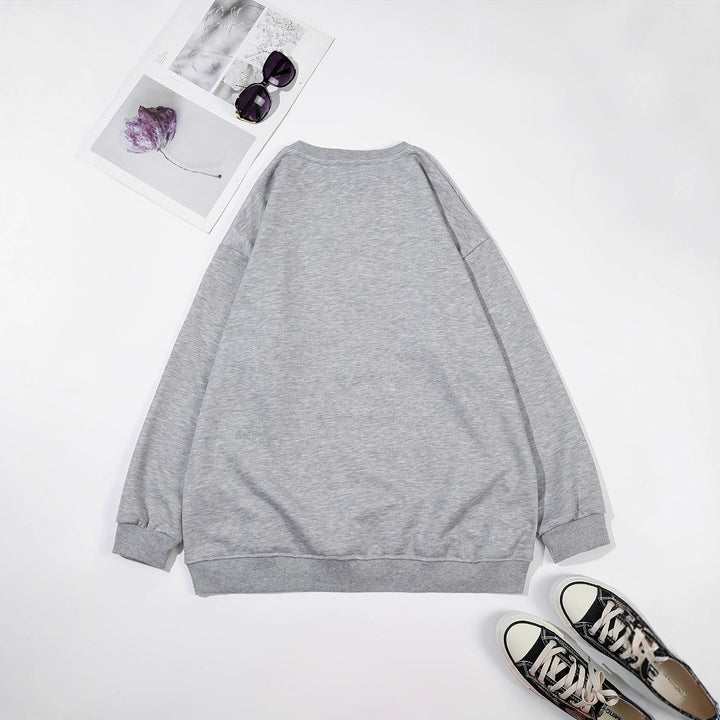 Damen Sweatshirt mit kreativem botanischem Aufdruck Drune