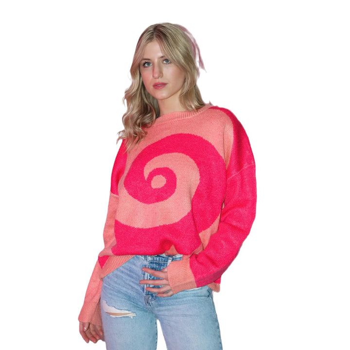 Damen kuscheliger Sweater mit spiralem Muster Drune