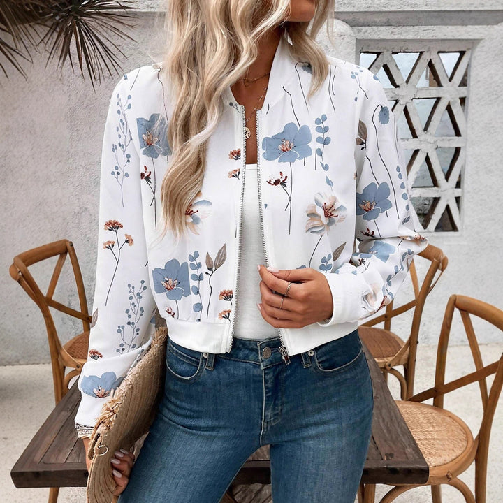 Damen Bomberjacke mit floralen Mustern und elastischem Abschluss Drune