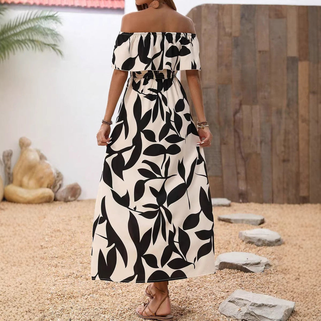 Damen Maxikleid mit schulterfreier Schnittführung und floralem Muster Drune