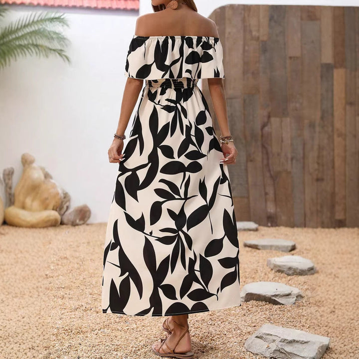 Damen Maxikleid mit schulterfreier Schnittführung und floralem Muster Drune