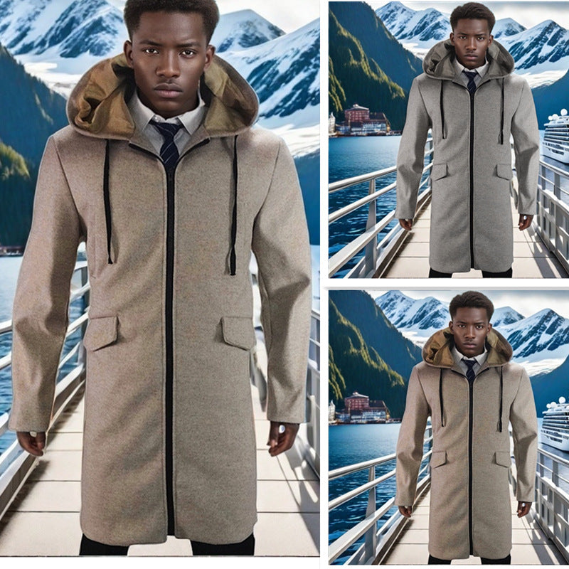 Herren eleganter Parka mit Kapuze und praktischen Taschen Drune