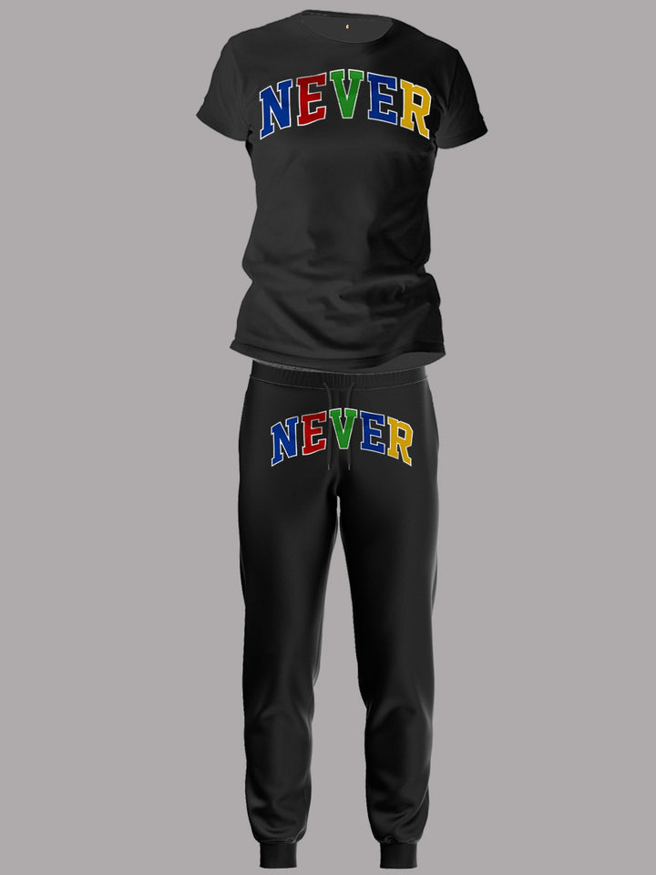 Damen Sportanzug mit motivierendem Aufdruck Drune
