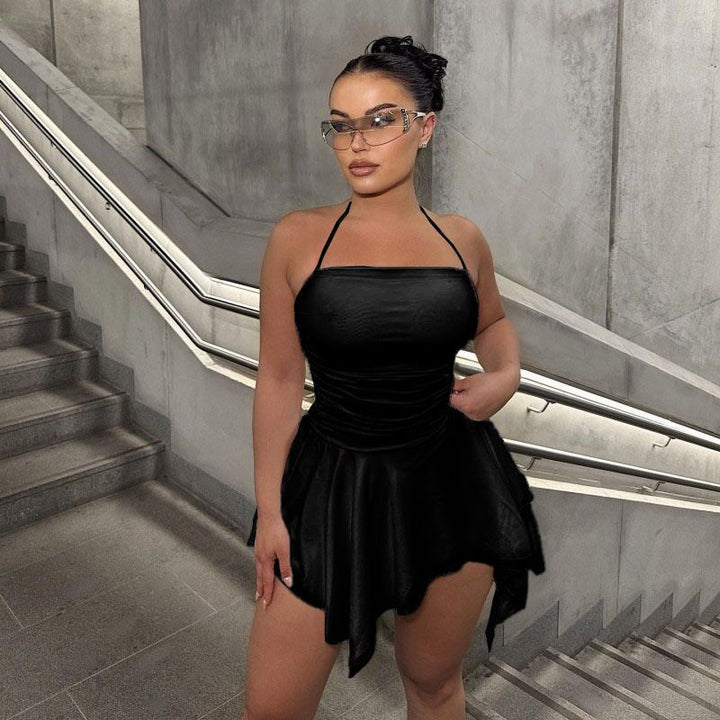 Damen Trendiges Mini-Kleid mit asymmetrischem Saum und Raffungen Drune