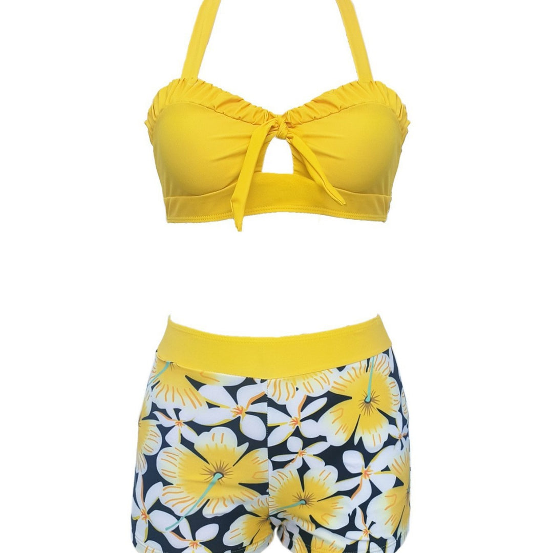 Damen Tankini-Set mit floralem Oberteil und Shorts Drune