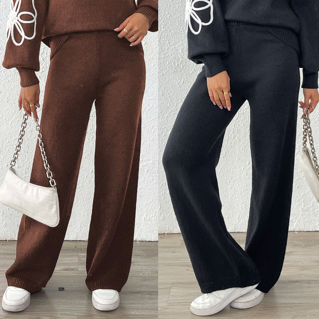 Damen lässige Strickhose mit weitem Schnitt Drune
