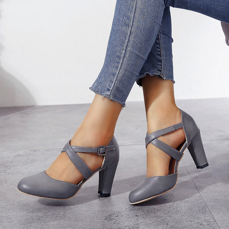 Damen Hochwertige Riemchen-Pumps mit Blockabsatz Drune
