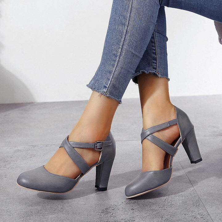 Damen Hochwertige Riemchen-Pumps mit Blockabsatz Drune