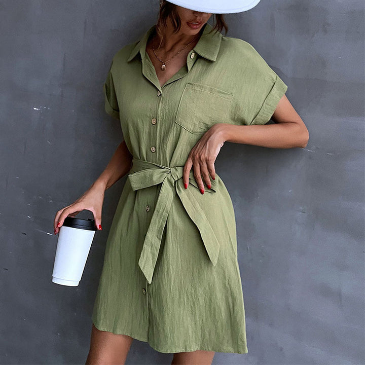 Damen Hemdblusenkleid mit taillierbarem Gürtel Drune