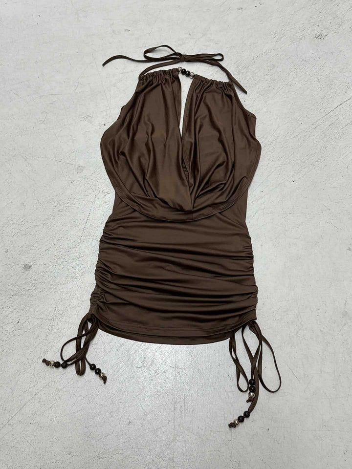 Damen Wickeltop mit tiefem V-Ausschnitt und verstellbaren Trägern Drune