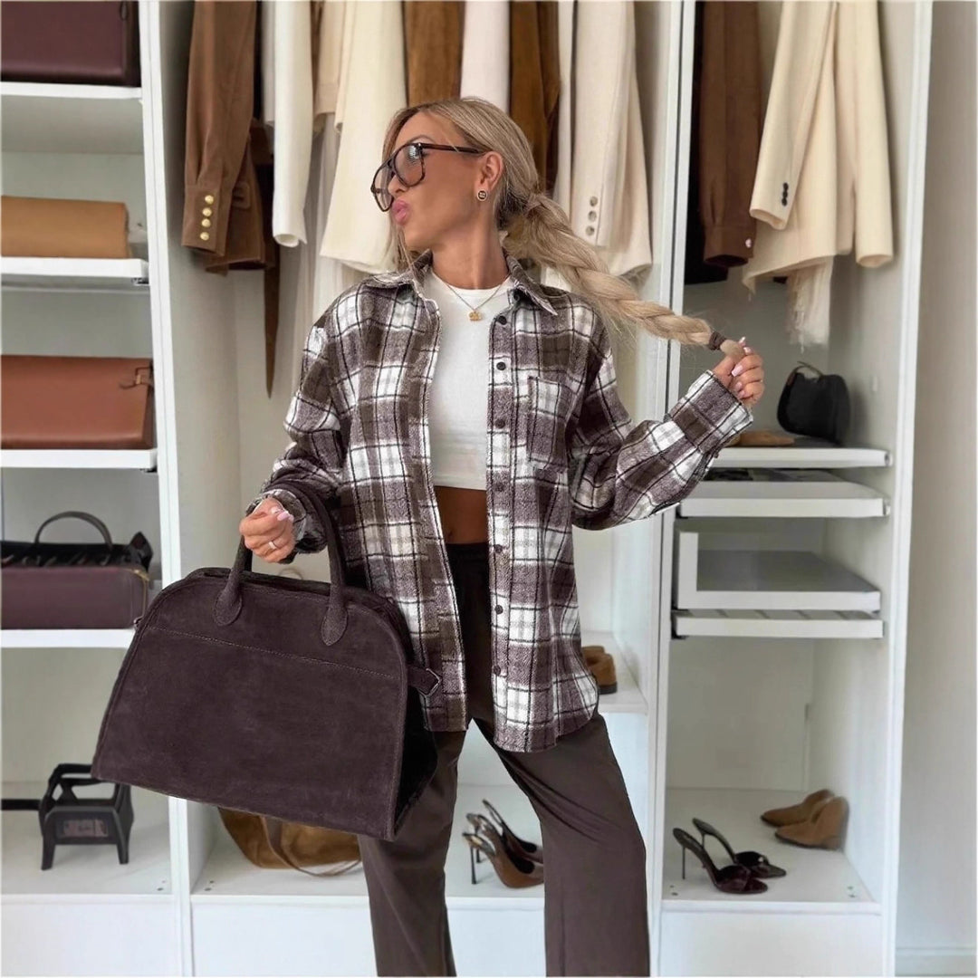 Damen Karierte Overshirt Drune