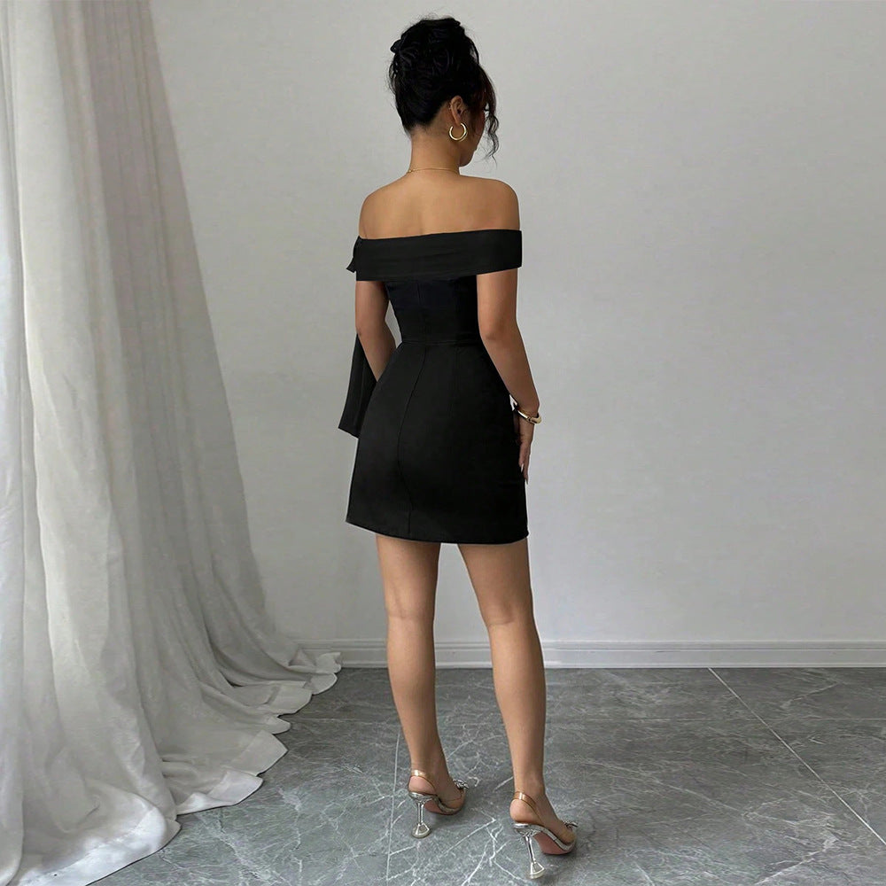 Damen Minikleid mit schulterfreiem Design und elegantem Schleifenverschluss Drune