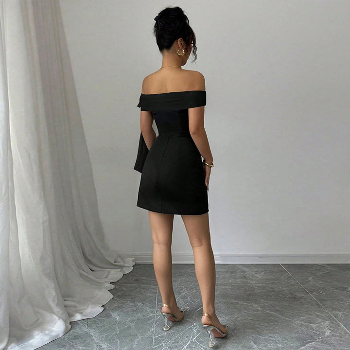 Damen Minikleid mit schulterfreiem Design und elegantem Schleifenverschluss Drune