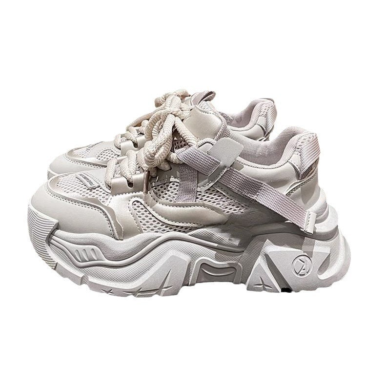 Damen Trendige Chunky Sneakers mit dämpfender Sohle und atmungsaktiver Netzoberfläche Drune