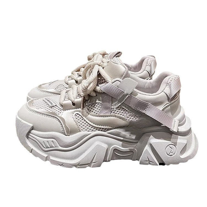 Damen Trendige Chunky Sneakers mit dämpfender Sohle und atmungsaktiver Netzoberfläche Drune