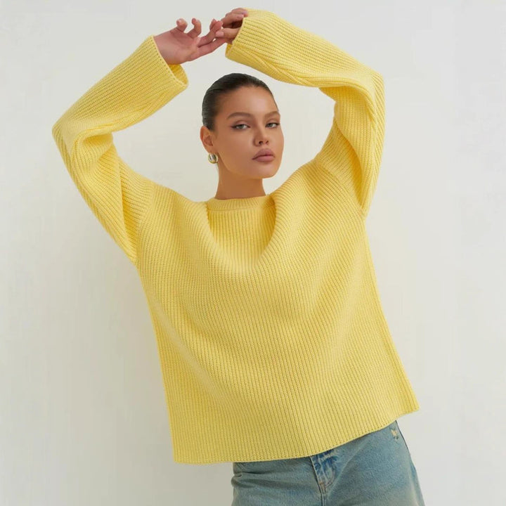 Damen Oversized Strickpullover mit modernen Schnittlinien Drune