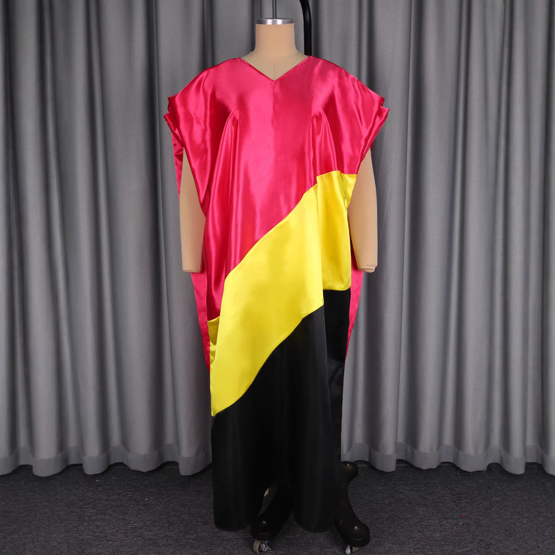 Damen asymmetrisches Kaftan-Kleid mit voluminösen Ärmeln Drune