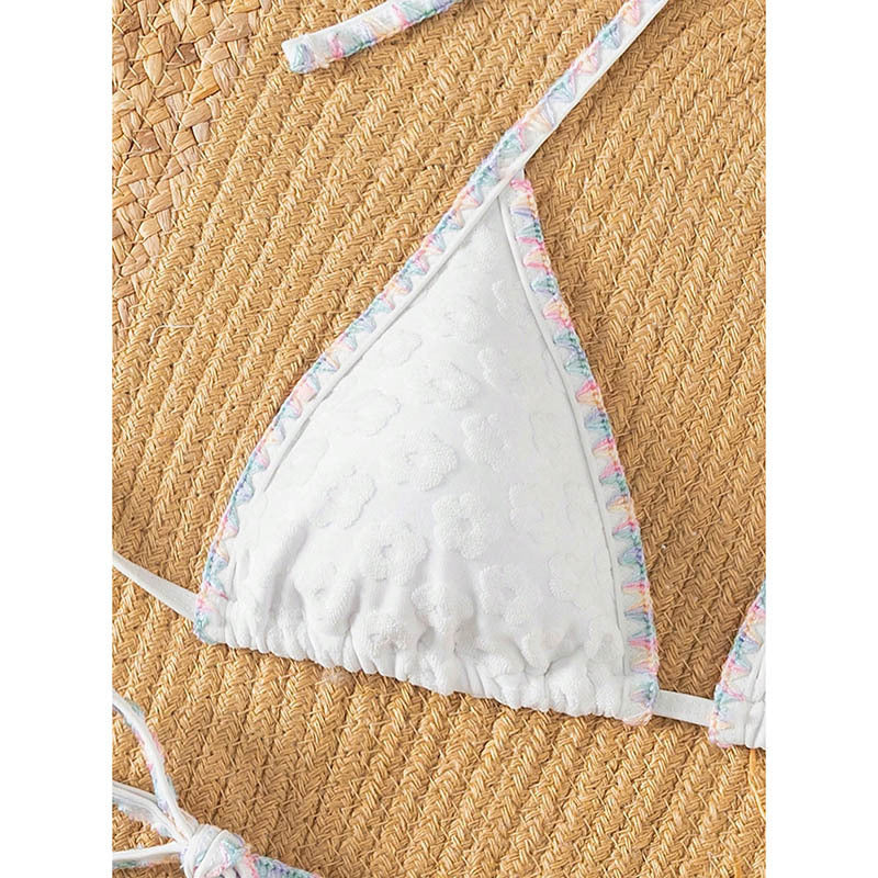 Damen Triangel-Bikini mit floralem Spitzenband Drune