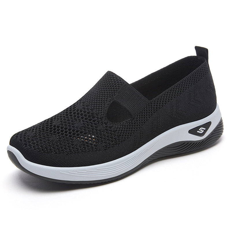 Damen nan leichter gestrickter Slipper-Sneaker mit elastischem Mittelriemen und ergonomischer Memory-Komfortsohle Drune
