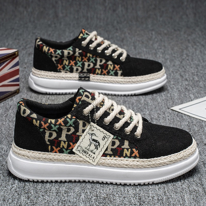 Damen Plateau-Espadrille-Sneaker mit geflochtenem Jute-Detail und monogramm-Canvas Drune