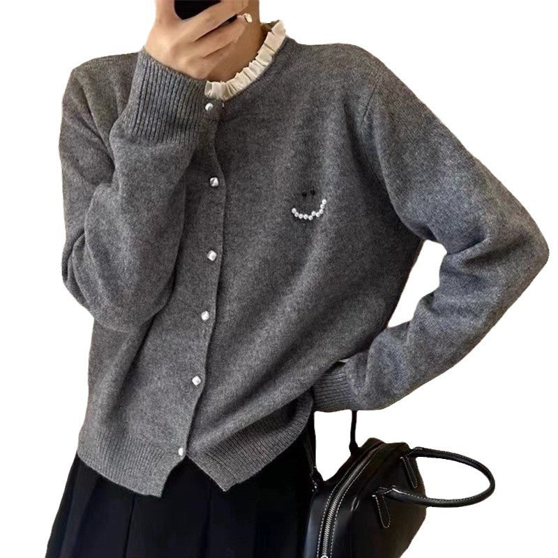 Damen Strickjacke mit Zierknöpfen und festlichem Design Drune