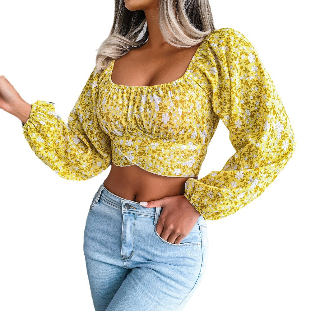Damen Bordüre-blumenmuster Bluse Drune