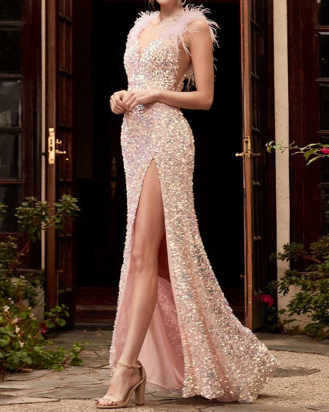 Damen Festliches Cocktailkleid mit Pailletten Drune