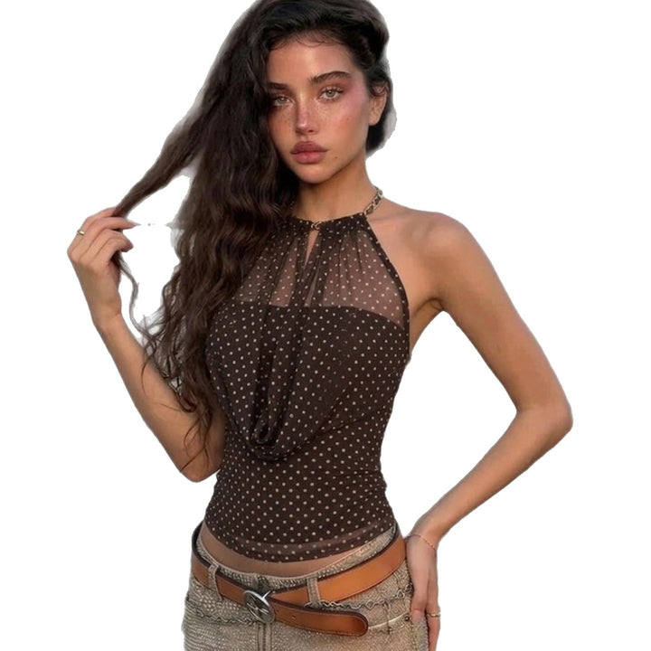 Damen Halteroberteil mit drapiertem Design und feinem Punkte-Muster Drune