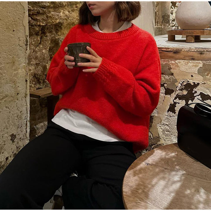 Damen entspannter Strickpullover mit lässigem Schnitt und weichen Materialien Drune
