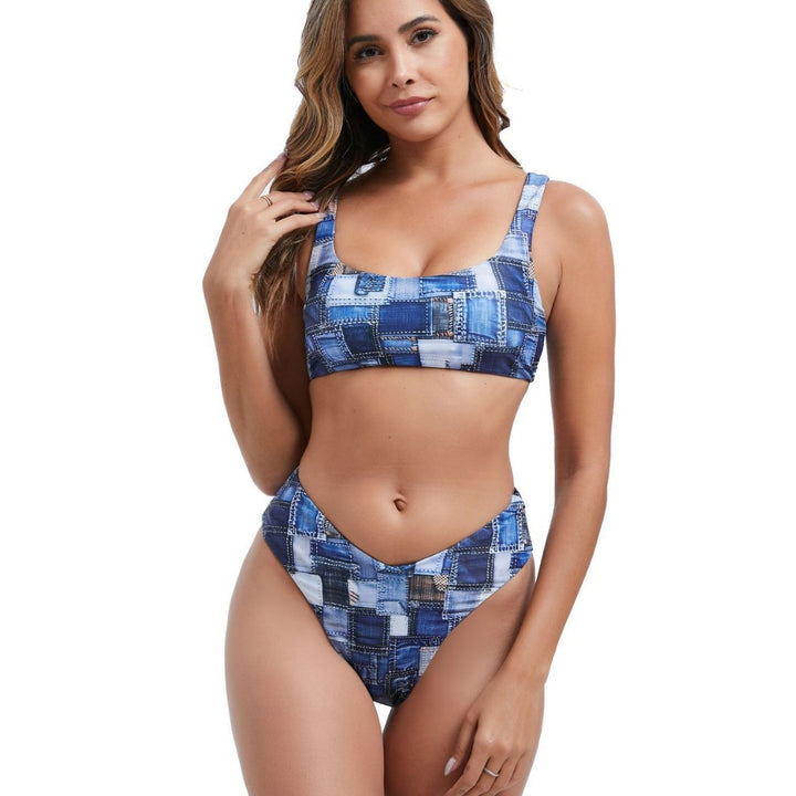 Damen Bikini-Set mit hoch geschnittenem Unterteil und sportlichem Oberteil Drune