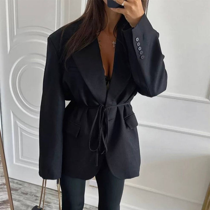 Damen modischer Blazer mit taillierbarem Gürtel Drune
