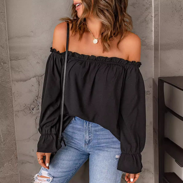 Damen Off-Shoulder Bluse mit Rüschendetails und lässigem Schnitt Drune
