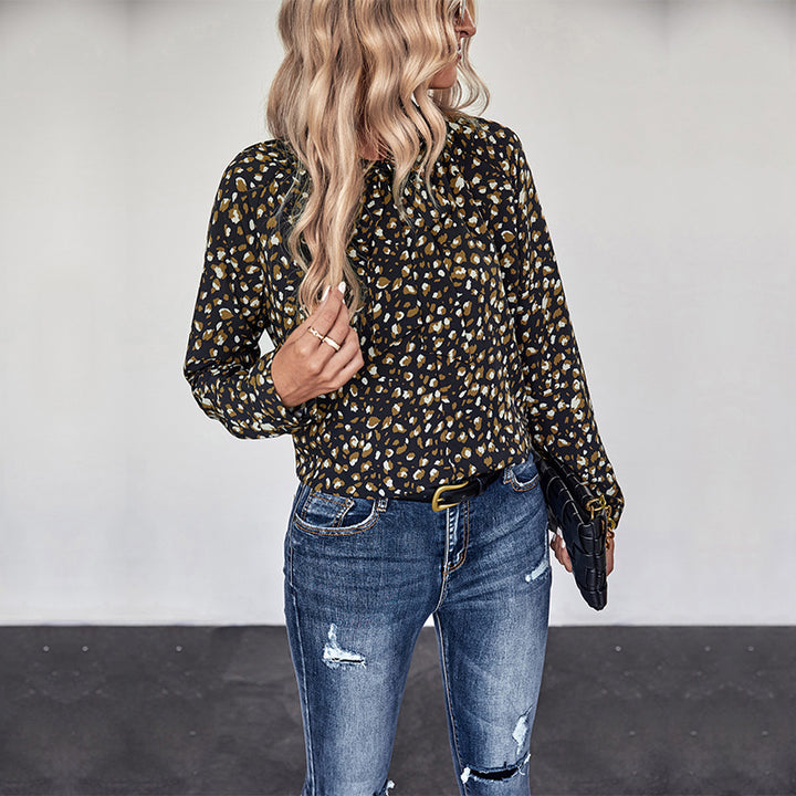 Damen Bluse mit modernem Punkte-Design und elegantem Kragen Drune