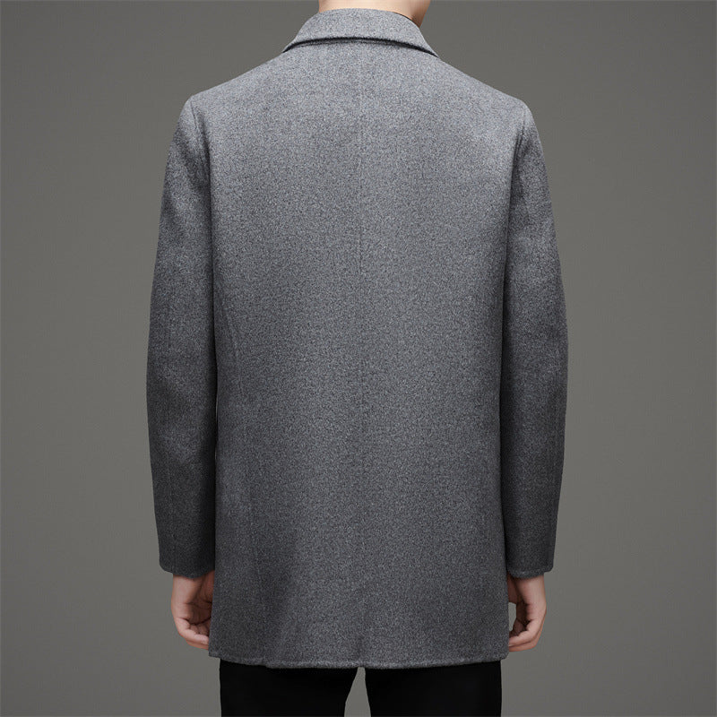 Herren Wollmantel mit elegantem Kragen und funktionalen Taschen Drune