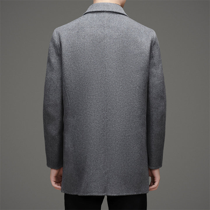 Herren Wollmantel mit elegantem Kragen und funktionalen Taschen Drune