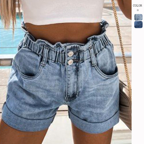 Damen Denim-Shorts mit hohem Bund und elastischem Taillenbereich Drune