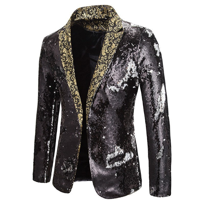 Herren extravagante Pailletten-Blazerjacke Drune