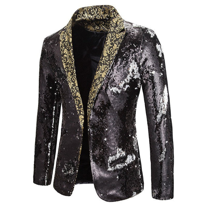 Herren extravagante Pailletten-Blazerjacke Drune