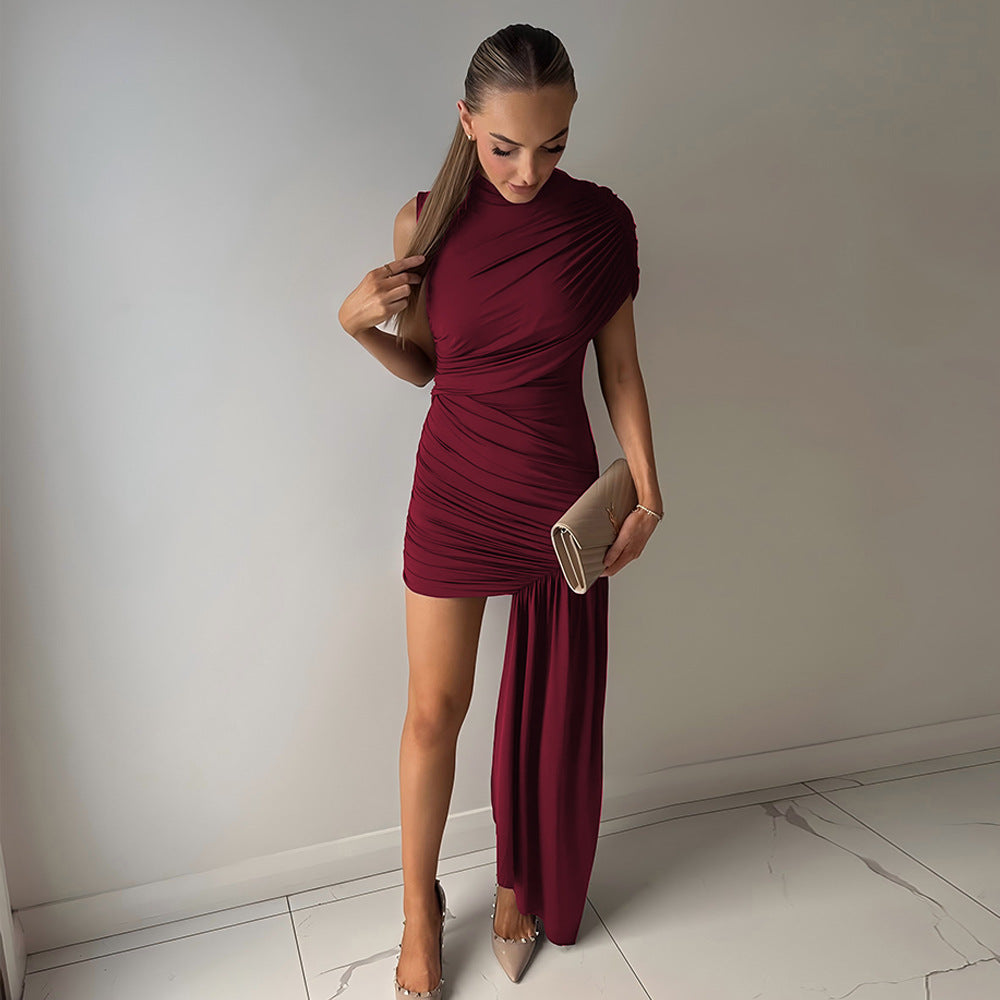 Damen figurbetontes Minikleid mit asymmetrischer Drapierung Drune