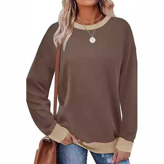 Damen Bequemer Pullover mit Kontrastbündchen Drune