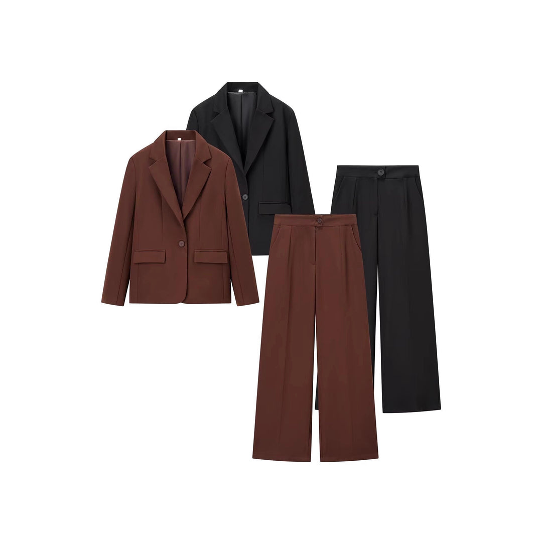 Damen elegantes Business-Set mit Blazer und weitem Hosen Drune
