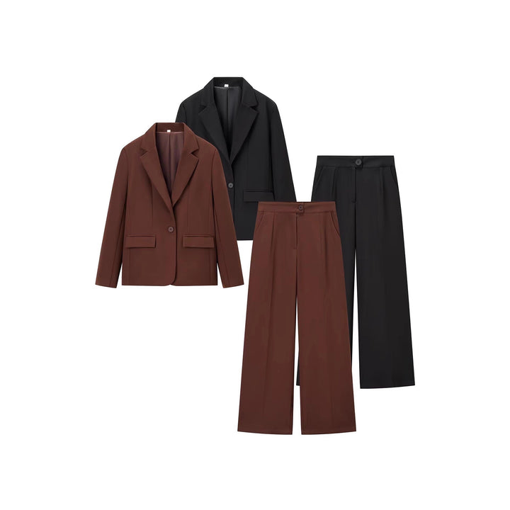 Damen elegantes Business-Set mit Blazer und weitem Hosen Drune