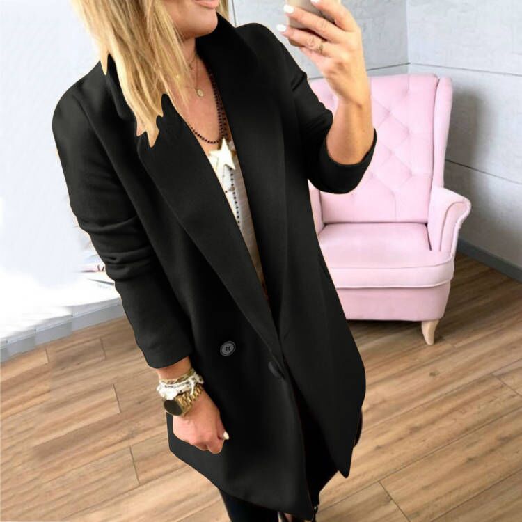 Damen Überlanger, taillierter Mantel mit elegantem Revers und praktischen Taschen Drune