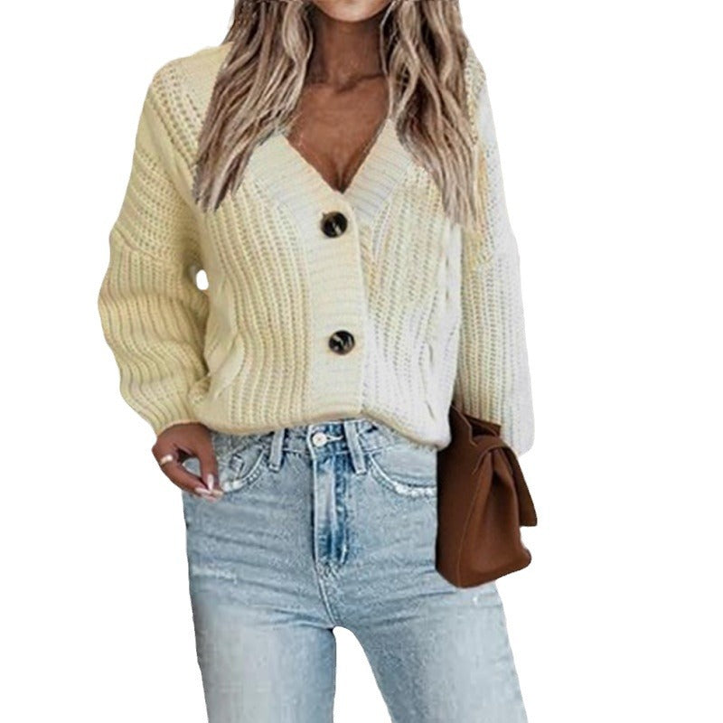 Damen Grobstrickcardigan mit Knopfdetails und voluminösen Ärmeln Drune