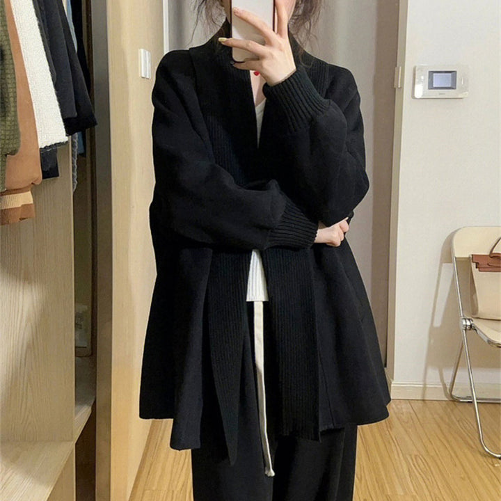 Damen Modischer Oversized Cardigan mit strukturiertem Kragen Drune