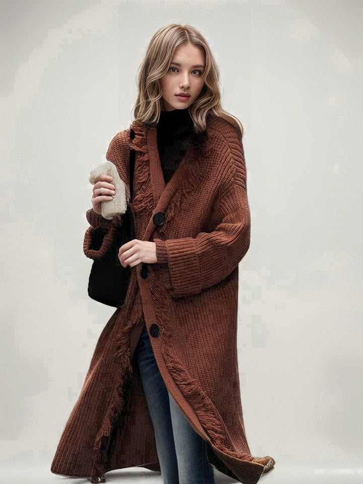 Damen Grobstrickcardigan mit lässigem Fransen-Design Drune