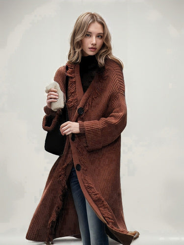 Damen Grobstrickcardigan mit lässigem Fransen-Design Drune