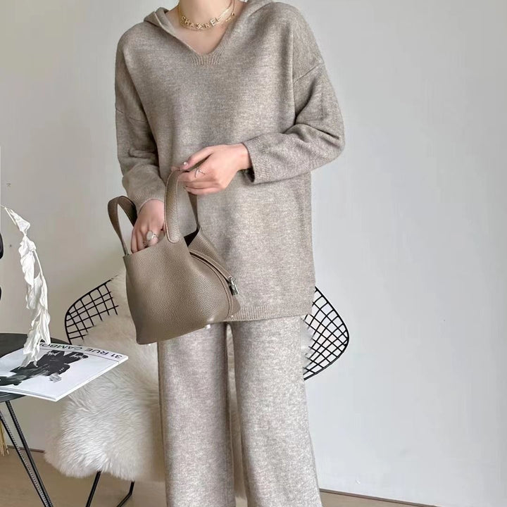 Damen lässiger Strickanzug mit weichem Material und entspannter Passform Drune